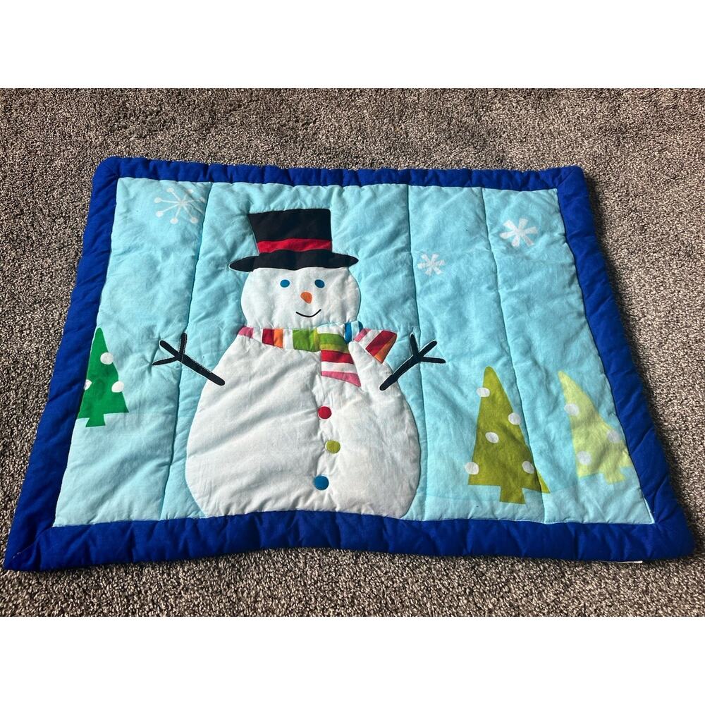 Christmas Holiday Winter Quilted Pillow Sham Snowman Vintage T
